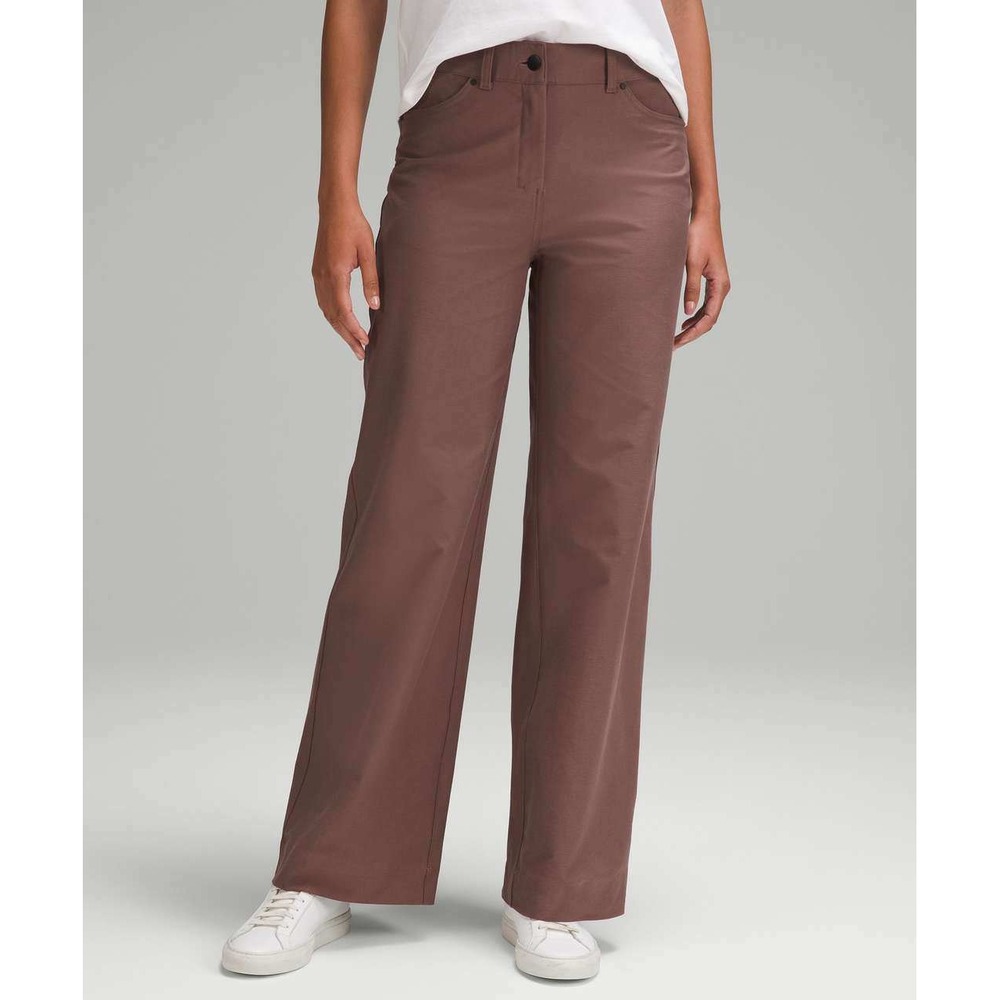 Lululemon City Sleek 5 Pocket Wide Leg High Rise Pant 27 Taupe Brown Utilitech